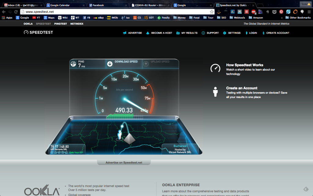 internet speed in Bucharest Romania
